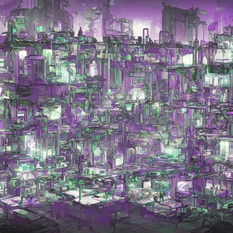 purple chemistry fantasy laboratory sci fi cyber punk