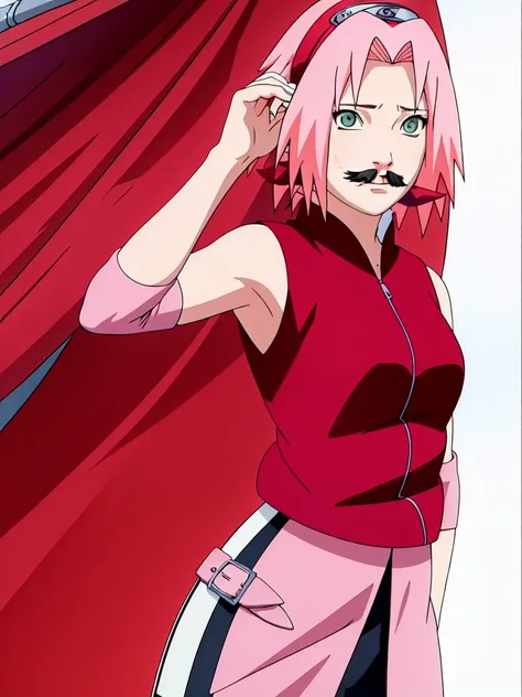 sakura haruno nude,wide hips,abdomen,sexy ,show your armpits、 (there are many tentacles around.)、(((cheeky mustache)))、 backligh...