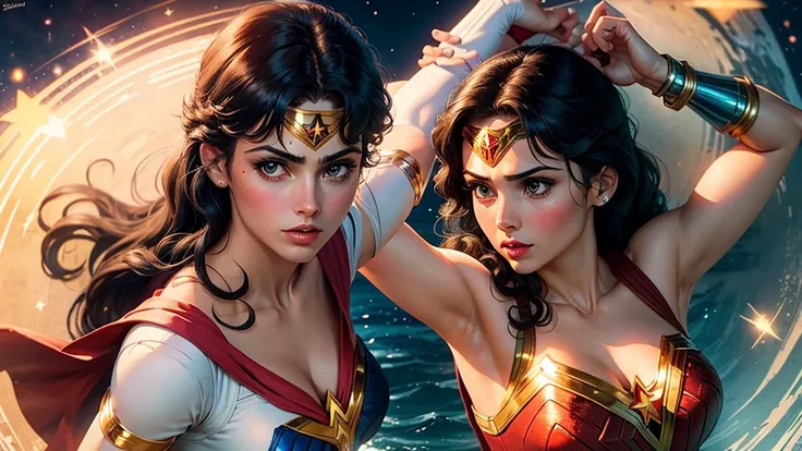 sailor moon junto a wonder woman