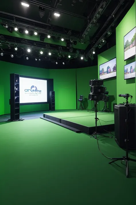 Program studio,with green screen