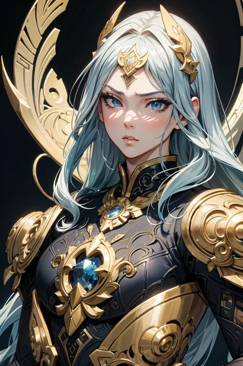 intricate anime-style fighter girl, detailed facial features, large expressive eyes, delicate lips, long eyelashes, intricate anime hairstyle, dynamic pose, detailed clothing, complex patterns and textures, vibrant colors, dramatic lighting, highly detaile...