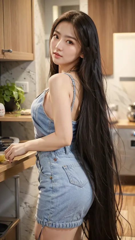 (masterpiece, best quality:1.2), photorealistic, realistic, 1girl, very long hair, kpop idol