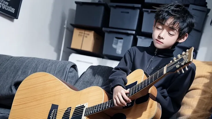 boy playing guitar