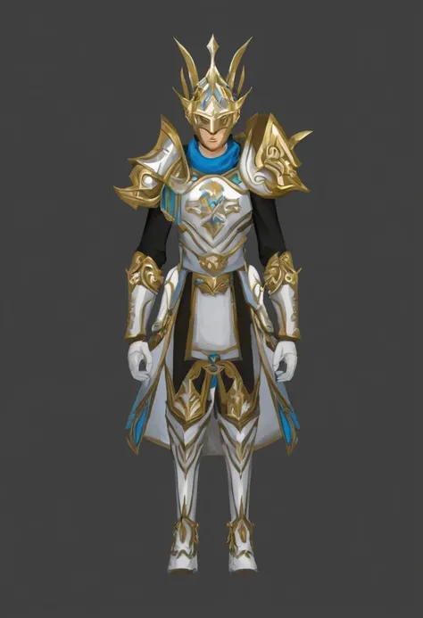 a close-up of a person in costume with a sword, Paladin&#39;s Armor, gold paladin, epic Paladin&#39;s Armor, white and gold intricate armor, paladin&#39;s golden armor, white and gold heavy armor, white and gold ornate armor, detailed white armor, complex ...