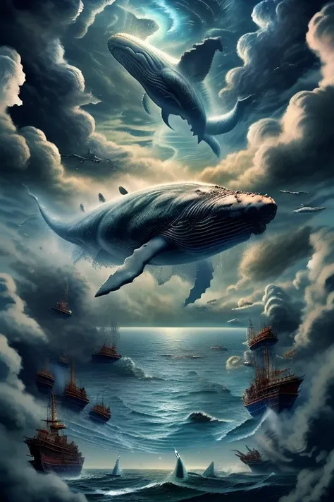 moby dick whale, sperm whale,monster whale, pontus
masterpiece,highest quality,8k,high resolution,
fantastic,scary,horrific,
ple...