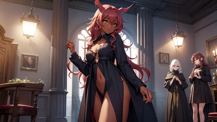 Best god quality, NO EXTRAS PEOPLE, no one in background, detailed, a dark room with moonlight shining in, no windows, dark bedroom, minimal lights, confident succubus girl, succubus in long dress, perfect anatomy, She is alone in a room at night, exposed ...