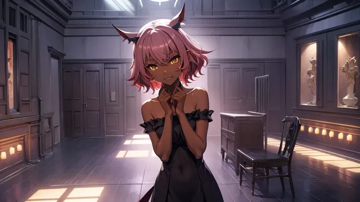 Best god quality, NO EXTRAS PEOPLE, no one in background, detailed, a dark room with moonlight shining in, no windows, dark bedroom, minimal lights, confident succubus girl, succubus in long dress, perfect anatomy, She is alone in a room at night, exposed ...