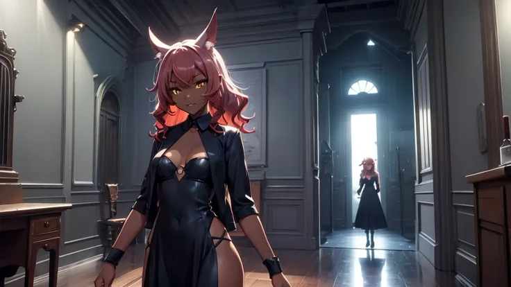 Best god quality, NO EXTRAS PEOPLE, no one in background, detailed, a dark room with moonlight shining in, no windows, dark bedroom, minimal lights, confident succubus girl, succubus in long dress, perfect anatomy, She is alone in a room at night, exposed ...