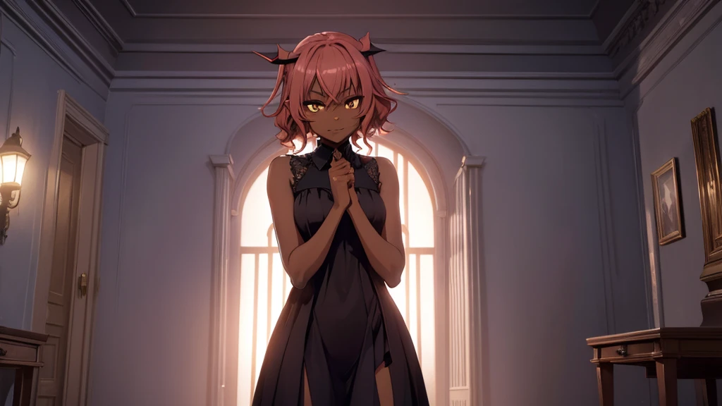 Best god quality, NO EXTRAS PEOPLE, no one in background, detailed, a dark room with moonlight shining in, no windows, dark bedroom, minimal lights, confident succubus girl, succubus in long dress, perfect anatomy, She is alone in a room at night, exposed ...