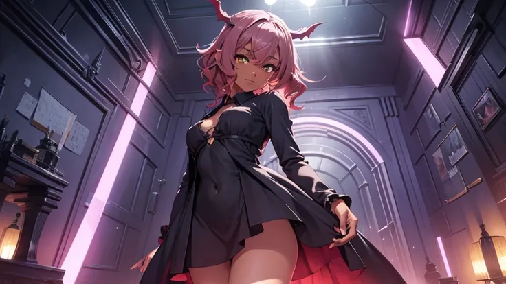 Best god quality, NO EXTRAS PEOPLE, no one in background, detailed, a dark room with moonlight shining in, no windows, dark bedroom, minimal lights, confident succubus girl, succubus in long dress, perfect anatomy, She is alone in a room at night, exposed ...