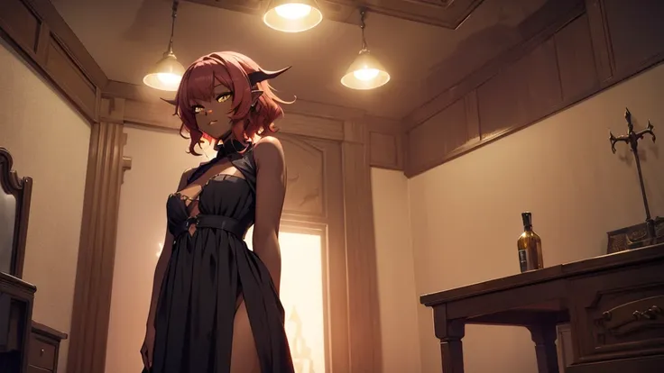 Best god quality, NO EXTRAS PEOPLE, no one in background, detailed, a dark room with moonlight shining in, no windows, dark bedroom, minimal lights, confident succubus girl, succubus in long dress, perfect anatomy, She is alone in a room at night, exposed ...