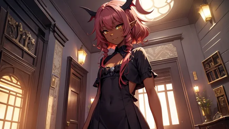 Best god quality, NO EXTRAS PEOPLE, no one in background, detailed, a dark room with moonlight shining in, no windows, dark bedroom, minimal lights, confident succubus girl, succubus in long dress, perfect anatomy, She is alone in a room at night, exposed ...