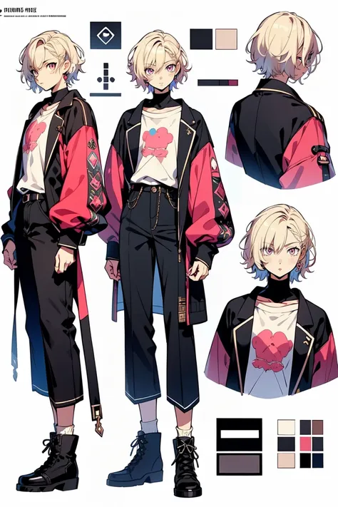 1male, Video game character design, Drawing with Line Drawing, Multiple points of view, best quality,masterpiece,highres, yuan-ti, muscular lean young male, collage ((character concept art)), Video game character design, Detailed teenage boy with pale skin...