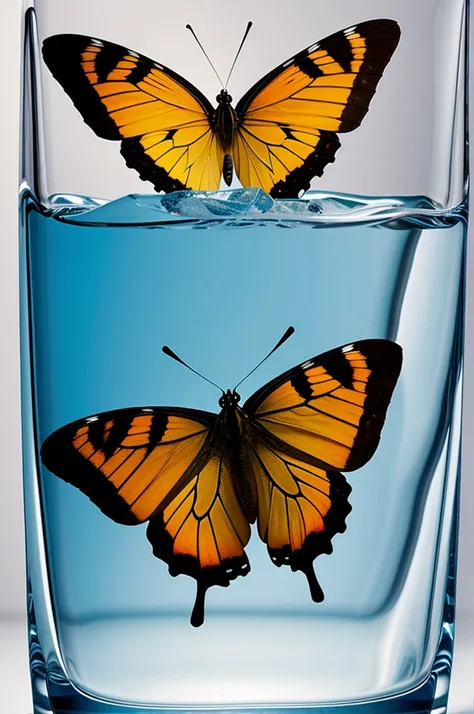 Butterfly inside an ice cube