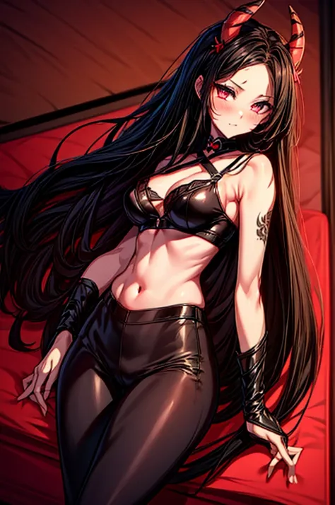 masterpiece, super detailed, high resolution, precision art, highly seductive anime girl. sexy and alluring, flawless dark red d...