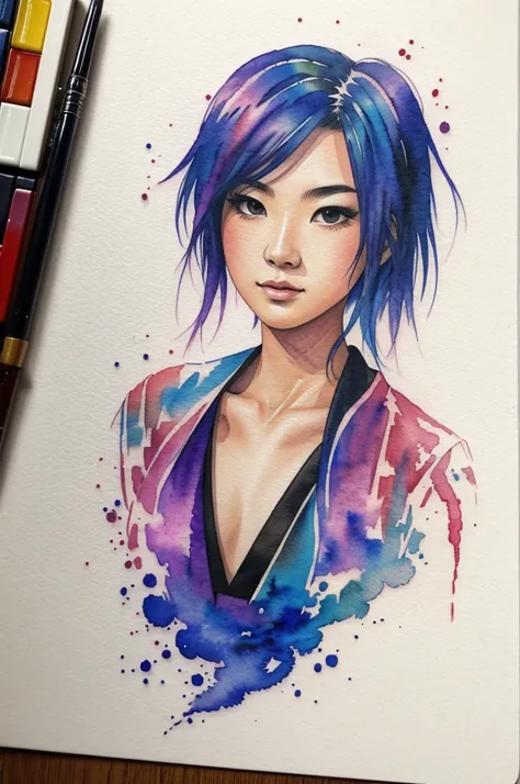 Give me a tattoo with the name of young miko in watercolor
