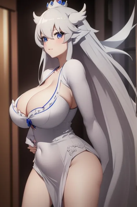 Princess Booette, huge breasts, anime style, cleavage, sexy dress 