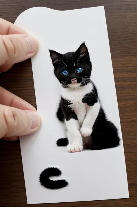 create a sticker that has the image of a black and white kitten