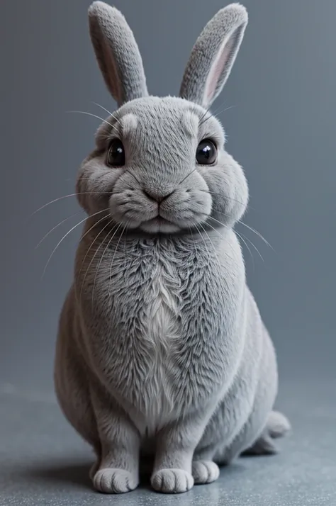 Cute gray bunny with big eyes animated