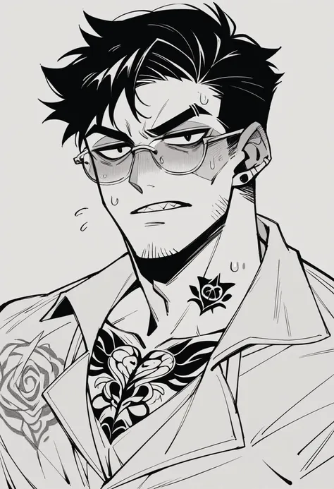 pumped up menacing panda boss in glasses mafia yakuza tattoo