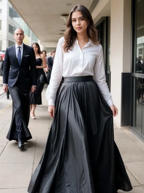 smiling woman, (((Hair courtesy suits,((Long skirt))，(head of&#39;artwork, first quality, Droit proche et lointain), Belle expression, and 8K, Photo brute, Photorealistic, Grains de film, Chromatic aeration, high resolution, ultra-detailed, finely detailed...