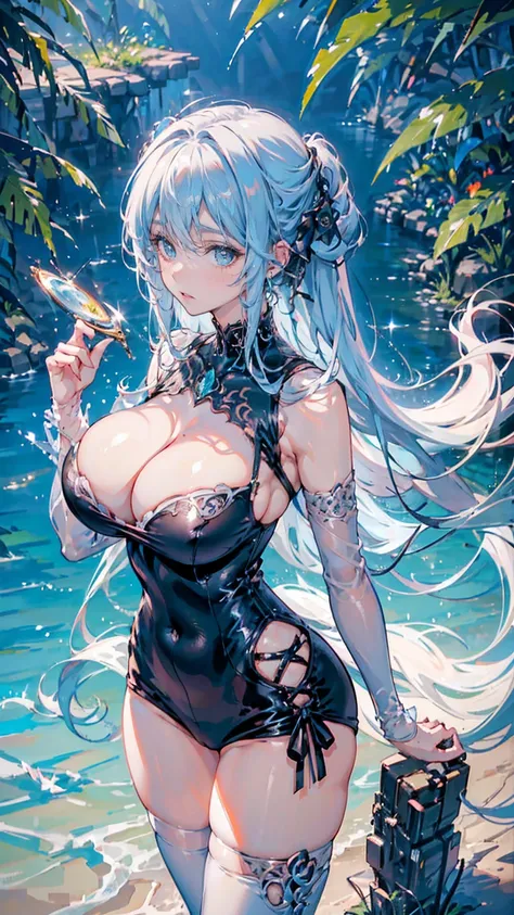 Anime Kawaii sexy Perfect Slim sensual body large breast and huge thighs, An intricate and highly detailed illustration of anime (Young girl). best qualityer, high resolution, Description 8 km CG, Masterpiece artwork, amazing art, fine-details, High level ...