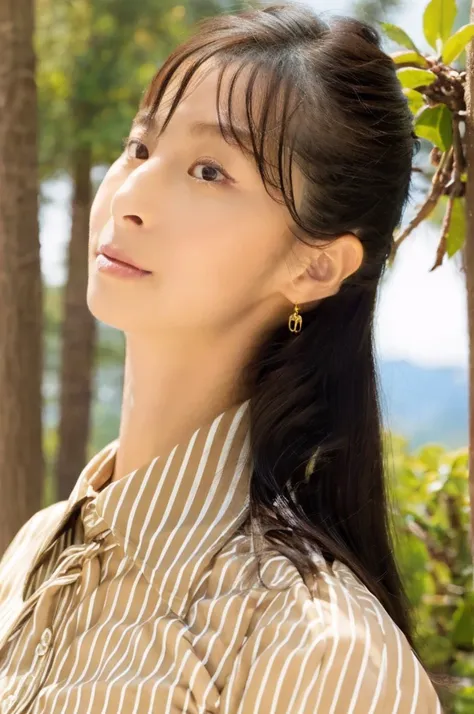 ((Highest quality)), ((masterpiece)), (detailed),Perfect Face,Japanese,landscape,Mature Woman,Upper Body