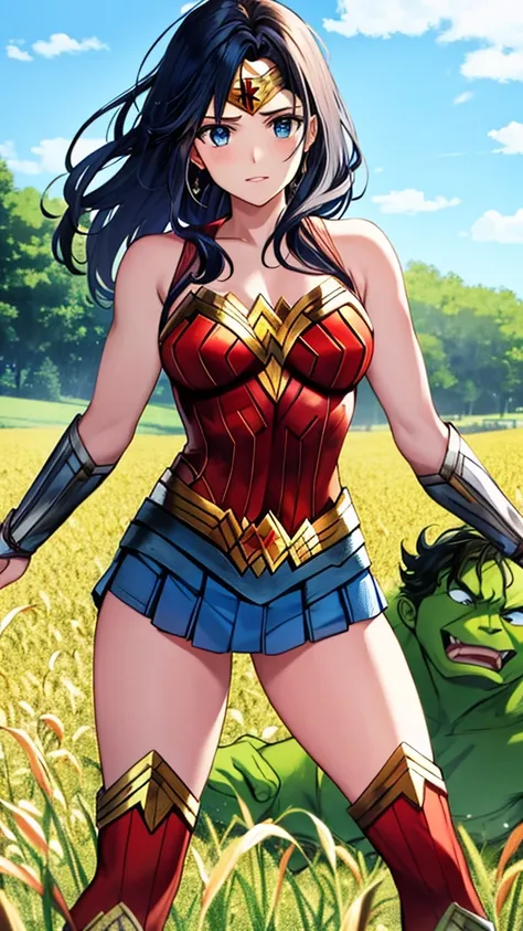 wonder woman solos hulk in the cornfield