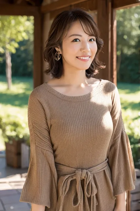 ((Highest quality)), ((masterpiece)), (detailed),Perfect Face,Japanese,landscape,Mature Woman,Upper Body