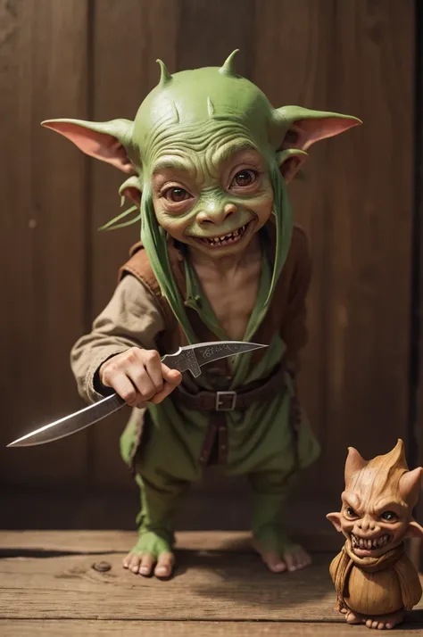 Goblin with a small wooden knife