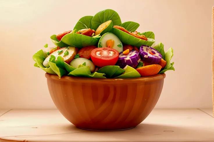 The salad is fresh and crispy, 3d Pixar