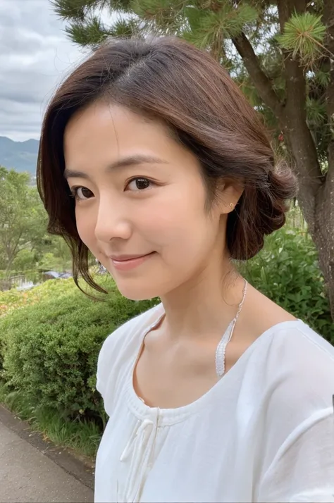 ((highest quality)), ((masterpiece)), (detailed),perfect face,japanese,landscape,mature woman,upper body