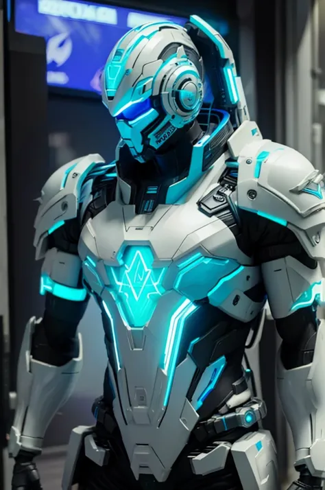 Only the shield appears, White, cyberpunk, blue neon