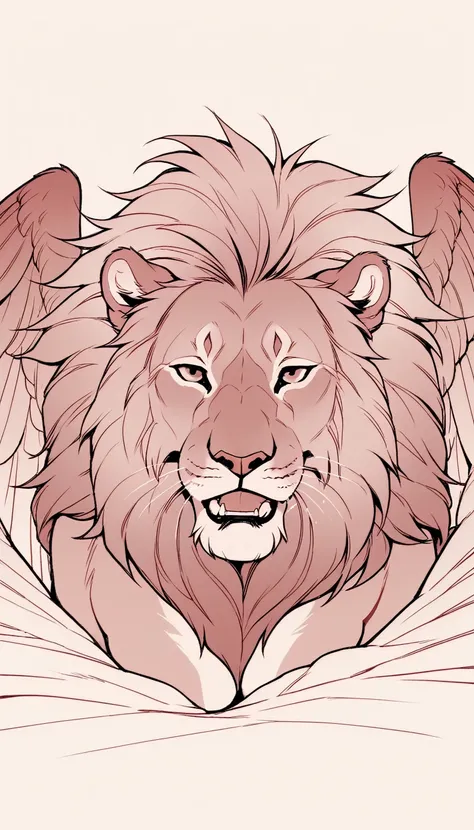 furry masculine wings of a male lion  close up folded  wings line art. having sex in doggy style bending . wings folded and clos...