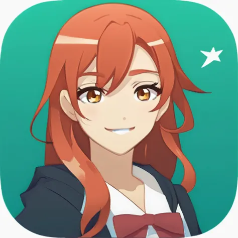 one girl, redhead, winks, anime style, icon, iosiconアプリ, icon app,