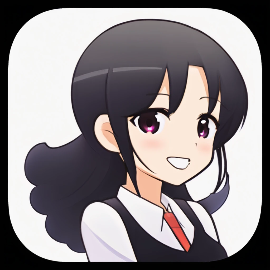 one girl, black, reception assistant, anime style, icon, iosiconアプリ, icon app,