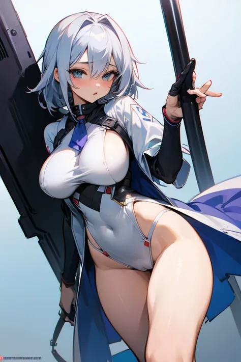 sexy anime big breasts nsfk poses thighs without clothes +18 silver hair