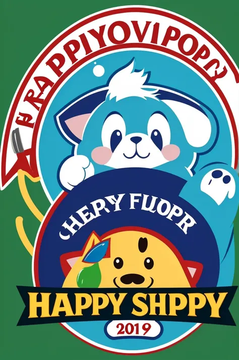 Happy furry pet shop logo 