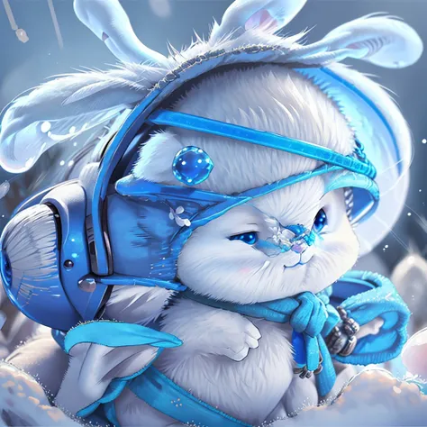 a cute white and blue fantasy creature、star fairy、stuffed toy、cg,focus on fantasy creatures