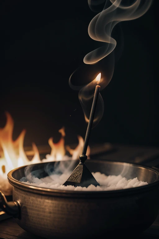 Incense coming out of black smoke