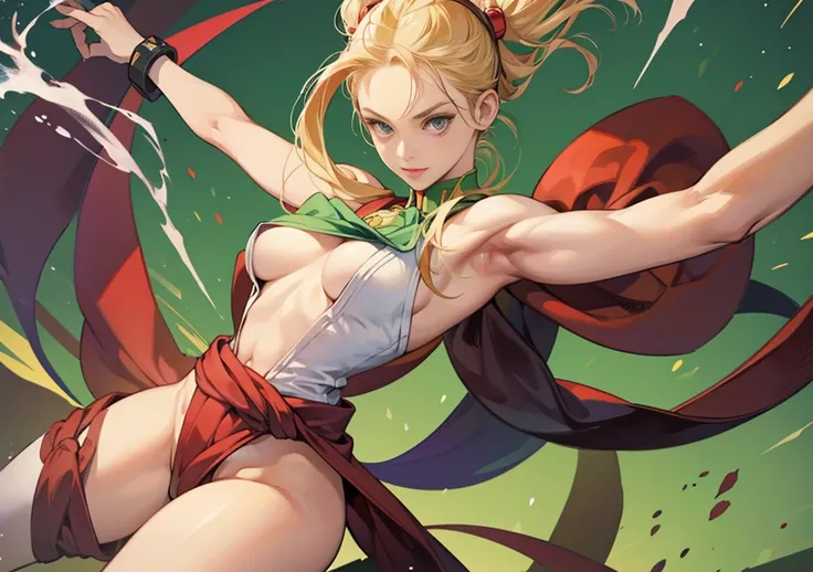 
street fighter cammy, showing big ass, Leaves, grade background. (((half naked))) 