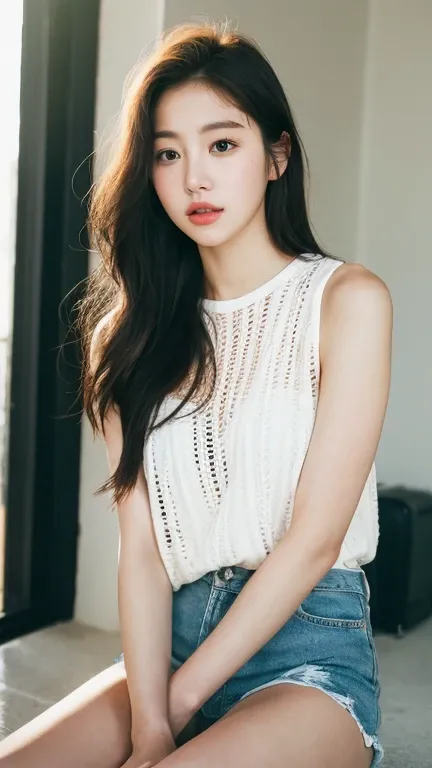 ulzzang-6500-v1.1, (Raw photo:1.2), (Photoreal), (genuine:1.4), (muste piece:1.3), beautiful women, Female college student, masterpiece, 90&#39;s vibe, Classic Look, highest quality, super detailed, photo-realistic, shining eyes, detailed face, clavicle, b...