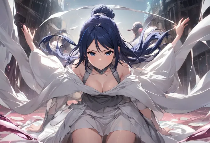 Love Live adult Kanan Matsuura, masterpiece, highest quality, gloss, clothing random, sensitive, beautiful background, transformed into an ally of justice, Held down by the enemy