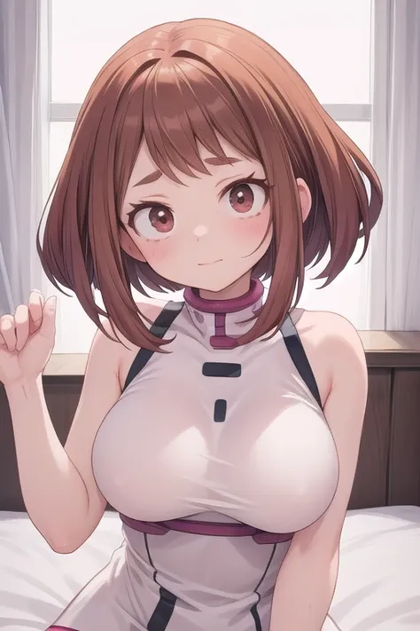 Bare shoulders with full breasts ochako uraraka pecho enormes