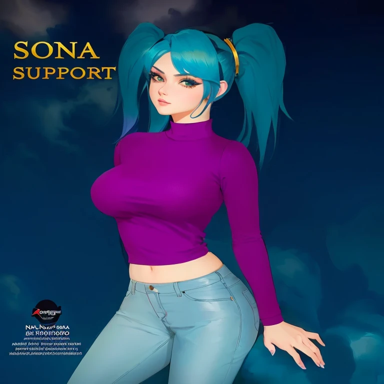 a cartoon of a woman with blue hair and a purple blouse, end es una delgada, end, support, Fanart oficial, Bulma from Dragon Ball, addition, addition game art style, arte the fan, made with anime painter studio, Senna de League of Legends, samira from leag...