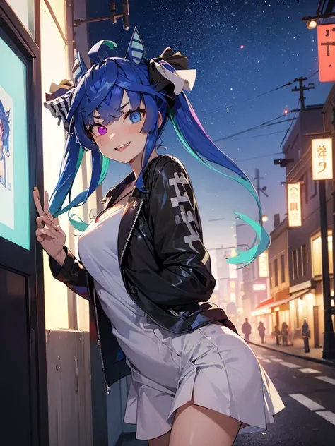 (Masterpiece, best quality, high res、highly detailed cg: 1), ‘Looking for a hooker?’ and a prostitute invites a man to join her. The scene is dominated by a prostitute touting on a quiet, deserted street at night. She is flirtatious with an upward glance. ...