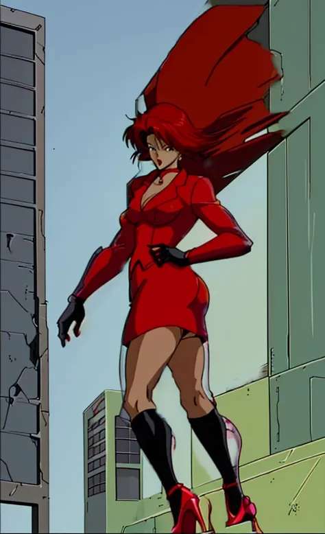 90s anime black skinned women with short black hair wearing a swat outfit