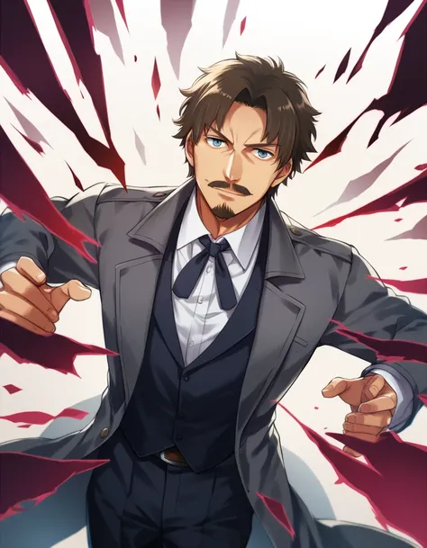 Score_9, score_8_up, score_7_up, source_anime, score_6_up, score_5_up, score_4_up, BREAK 1man, mature male, parted bangs, medium-short hair, brown hair, muscular male celeb, short goatee, short mustache, indigo eyes, gentleman, elegant netori male, dark ir...