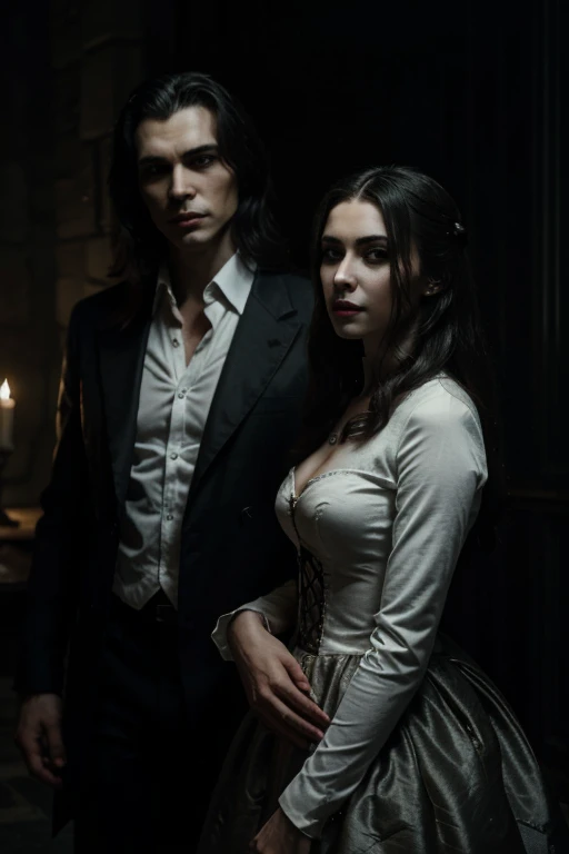 masterpiece, a lot of beauty,great quality, very detailed. White vampires in the dark night 