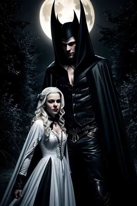 White vampires in the dark night 